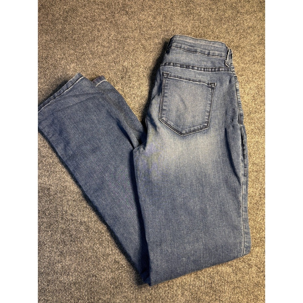 NYDJ Jeans Womens 4 Blue Denim Faded Medium Wash Regular Fit Skinny Leg USA Made